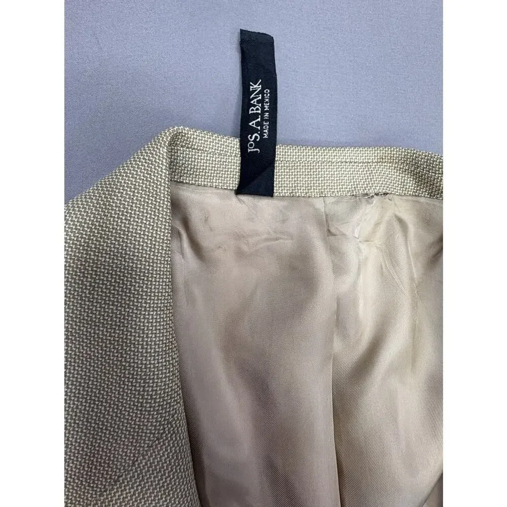 Jos A Bank Gordon Model Sport Coat 46L Gold Wool Silk Blend Vintage 90s-2000s